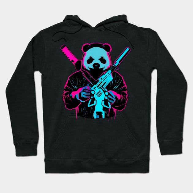 Cyberpunk Cyborg Panda With Guns Hoodie by Bam-the-25th